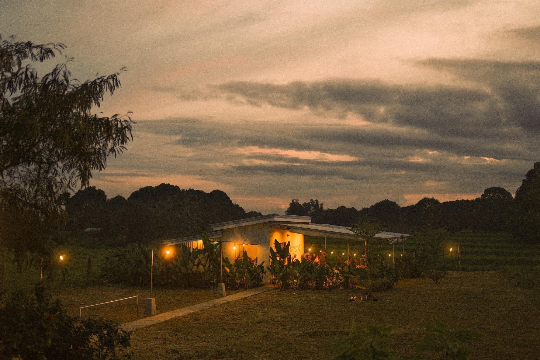 Kudos Cafe interior with rice field views